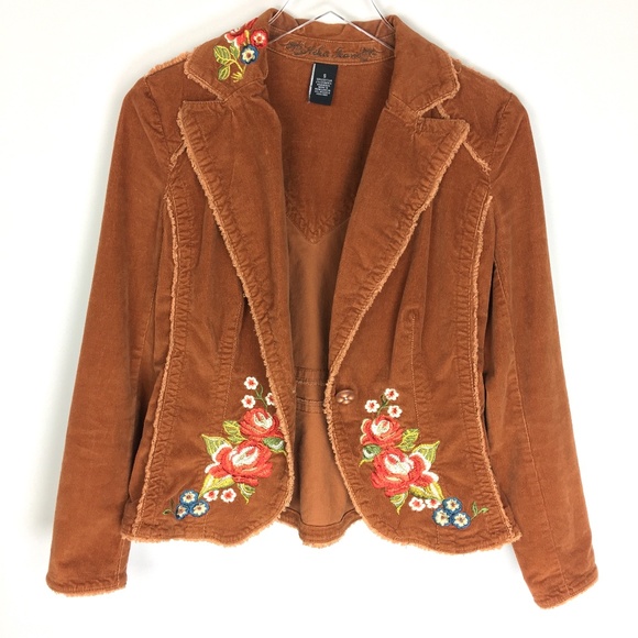 Embroidered Chocolate Brown Corduroy Jacket - Picture 6 of 6